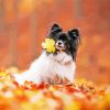 Autumn Papillon Dog Diamond Painting