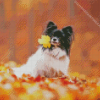 Autumn Papillon Dog Diamond Painting