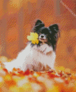 Autumn Papillon Dog Diamond Painting