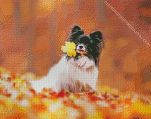 Autumn Papillon Dog Diamond Painting