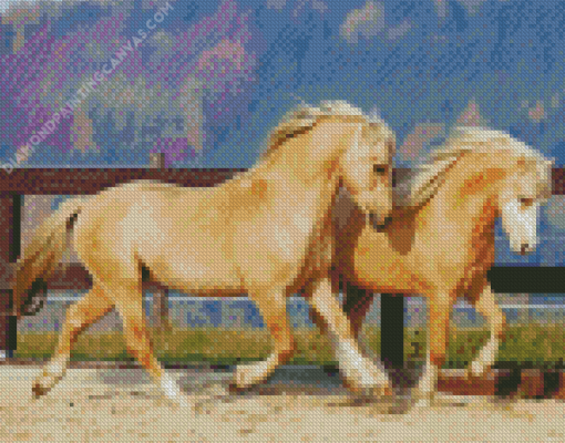 Beige Cob Horses Diamond Painting