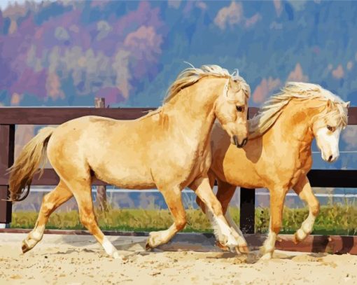 Beige Cob Horses Diamond Painting