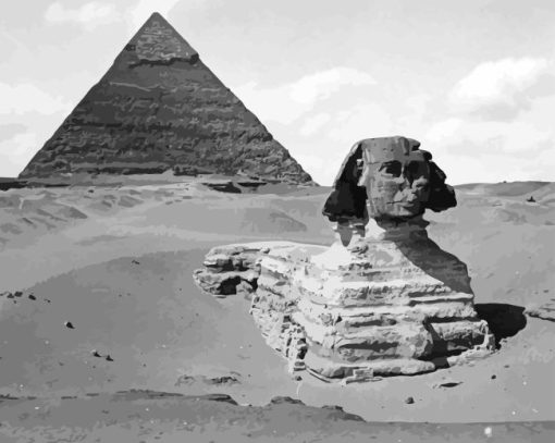 Black And White Sphinx Of Giza Diamond Painting