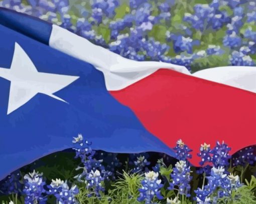 Bluebonnets Texas Flag Diamond Painting