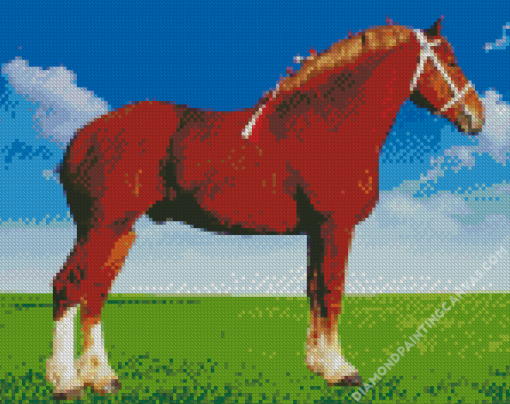 Brown Belgian Trait Horse Diamond Painting