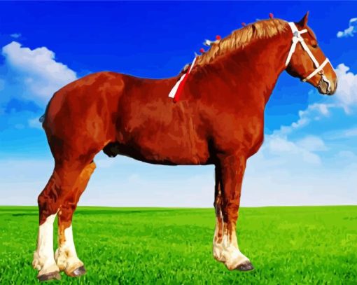 Brown Belgian Trait Horse Diamond Painting