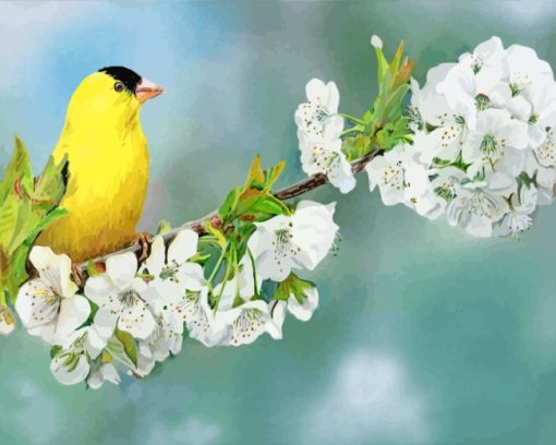 Goldfinch On Cherry Blossom Diamond Painting