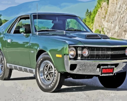 Green 1968 Amc Amx Car Diamond Painting