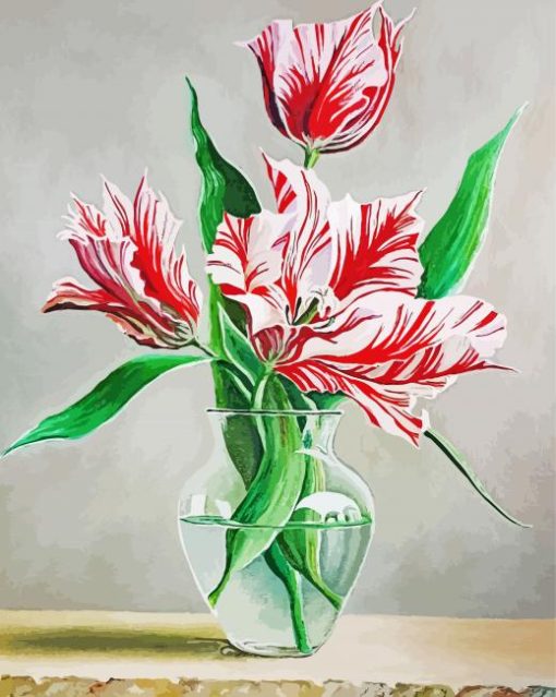 Parrot Tulip In Glass Vase Diamond Painting