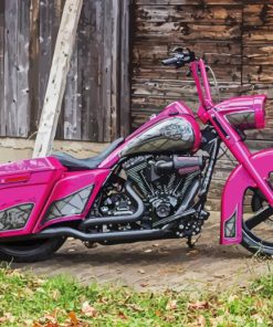 Pink Harley Davidson Road King Diamond Painting