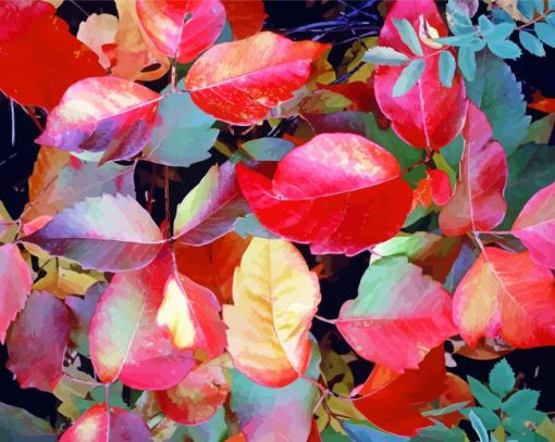 Red Autumn Leaves Poison Ivy Diamond Painting