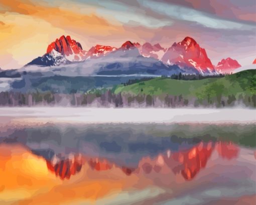 Redfish Lake Idaho Landscape Diamond Painting