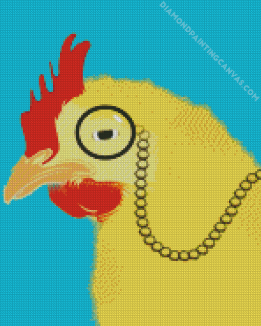 Yellow Chicken Wearing Glasses Diamond Painting