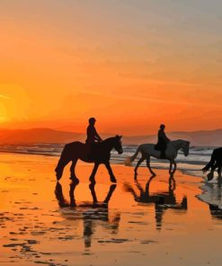 Beach Horses Riding Diamond Painting