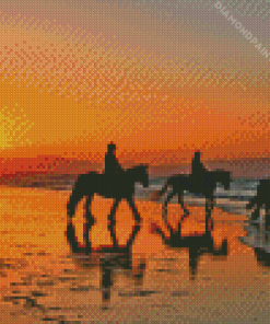 Beach Horses Riding Diamond Painting