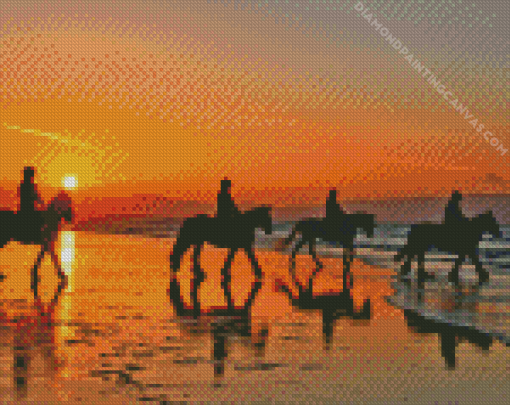 Beach Horses Riding Diamond Painting