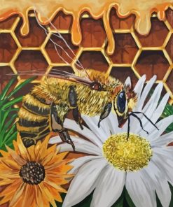 Bee On Flowers Diamond Painting