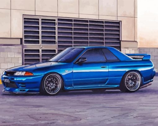 Blue Skyline R32 Car Diamond Painting