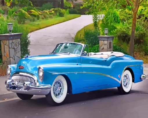 Blue Buick Skylark Car Diamond Painting