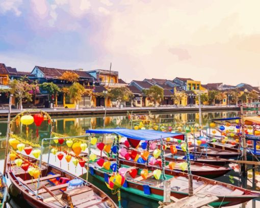 Boats In Hoi An Diamond Painting