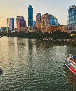 Boats In Lady Bird Lake Diamond Painting