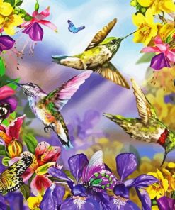 Butterflies And Hummingbirds Diamond Painting