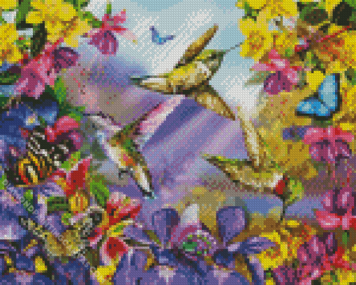 Butterflies And Hummingbirds Diamond Painting