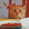 Cat At Dinner Table Diamond Painting