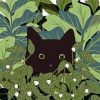 Cat Behind Leaves Diamond Painting