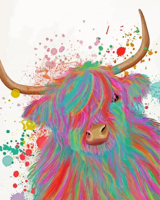 Colourful Highland Cow Diamond Painting