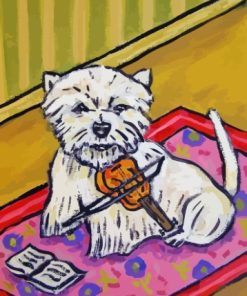 Cute Dog With Violin Diamond Painting