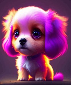 Cute Purple Puppy Diamond Painting