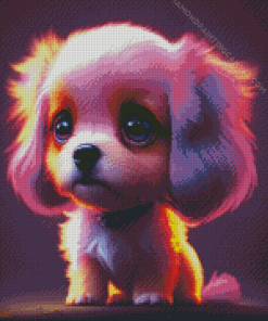 Cute Purple Puppy Diamond Painting