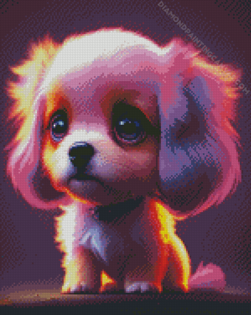 Cute Purple Puppy Diamond Painting