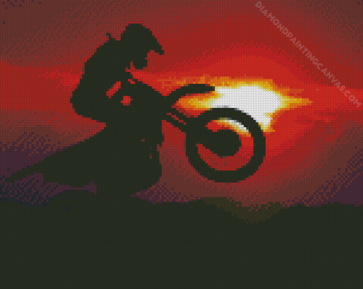 Dirt Bike Sunset Silhouette Diamond Painting