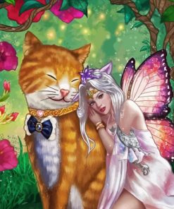 Fairy And Cat Diamond Painting