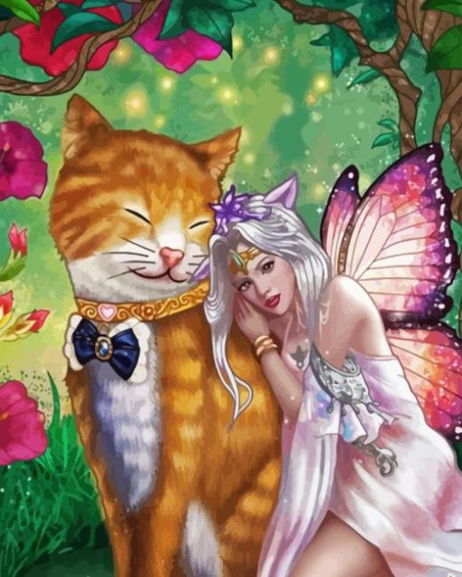 Fairy And Cat Diamond Painting