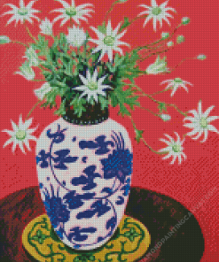 Flannel Flowers In Vase Diamond Painting