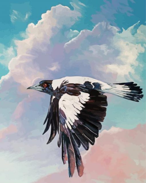 Flying Australian Magpie Art Diamond Painting