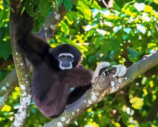 Gibbon In Tree Diamond Painting