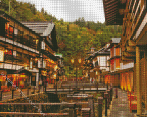 Ginzan Onsen Buildings Diamond Painting