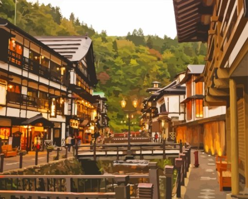 Ginzan Onsen Buildings Diamond Painting