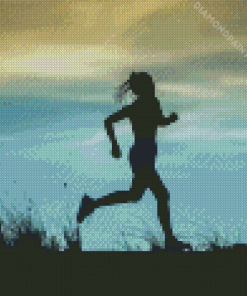 Girl Trail Running Silhouette Diamond Painting