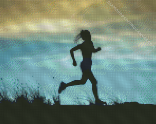 Girl Trail Running Silhouette Diamond Painting