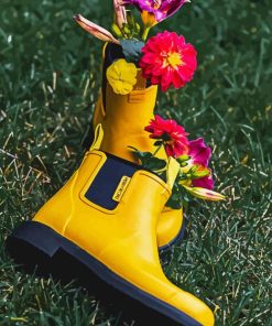 Gumboots And Flowers Diamond Painting