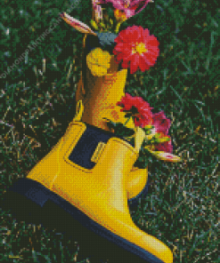 Gumboots And Flowers Diamond Painting