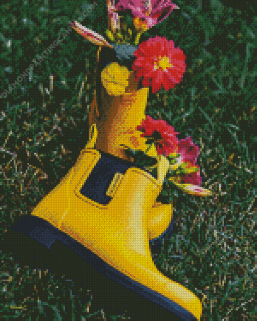 Gumboots And Flowers Diamond Painting