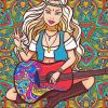 Hippie Girl Playing Guitar Diamond Painting