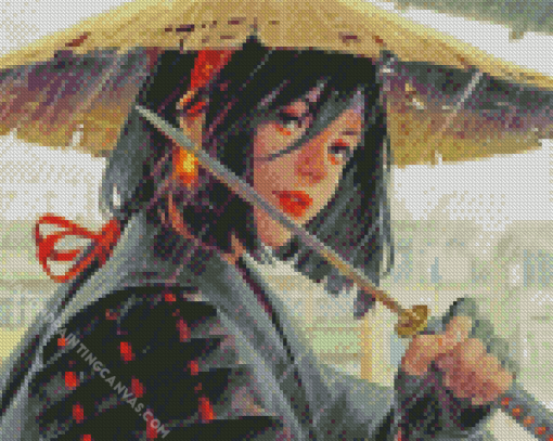 Japanese Girl With Sword Diamond Painting