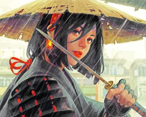 Japanese Girl With Sword Diamond Painting